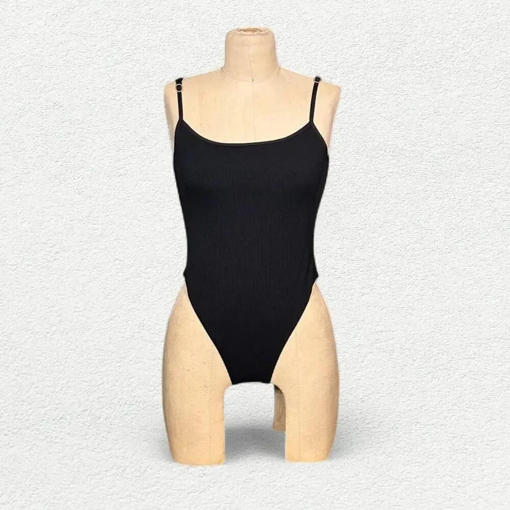 L Space Holly One Piece Classic Ribbed Swimsuit in Black